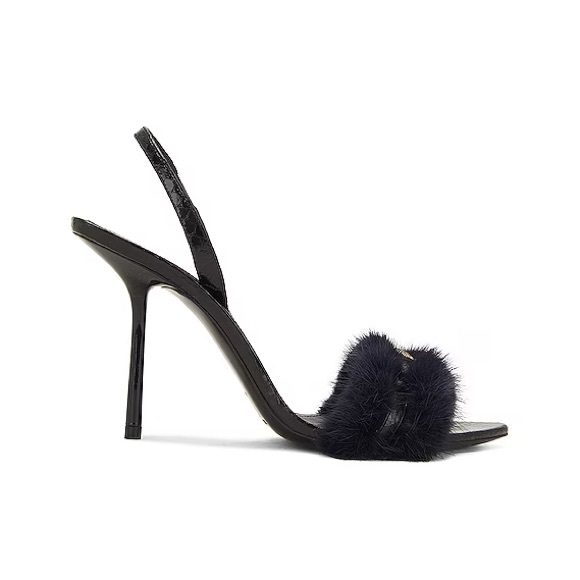 SAINT LAURENT Ilona Slingback Heels Blue Notte & Nero - Picture 7 of 7